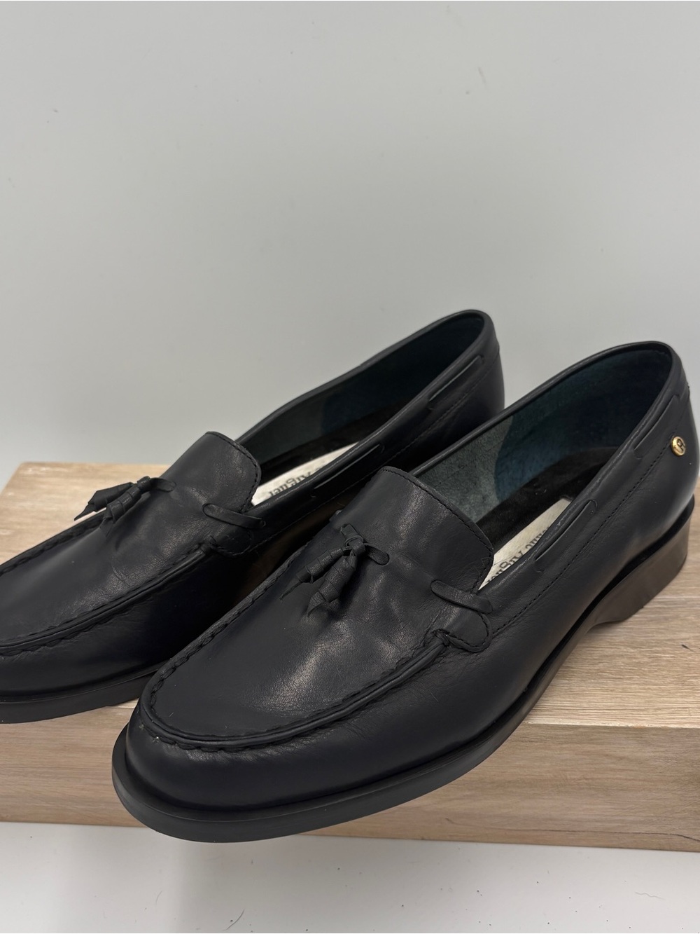 Women's Black Leather Tassel Loafers